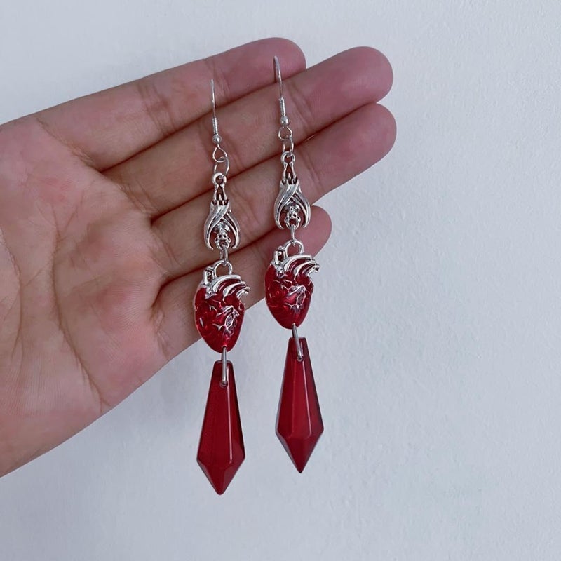 CSIYANJRY99 Goth Bat Crystal Earrings Vampire Accessories for Women Halloween Earring Gothic Jewelry Dangle Earrings Witch Victorian Vintage Dress Costume - Image 3